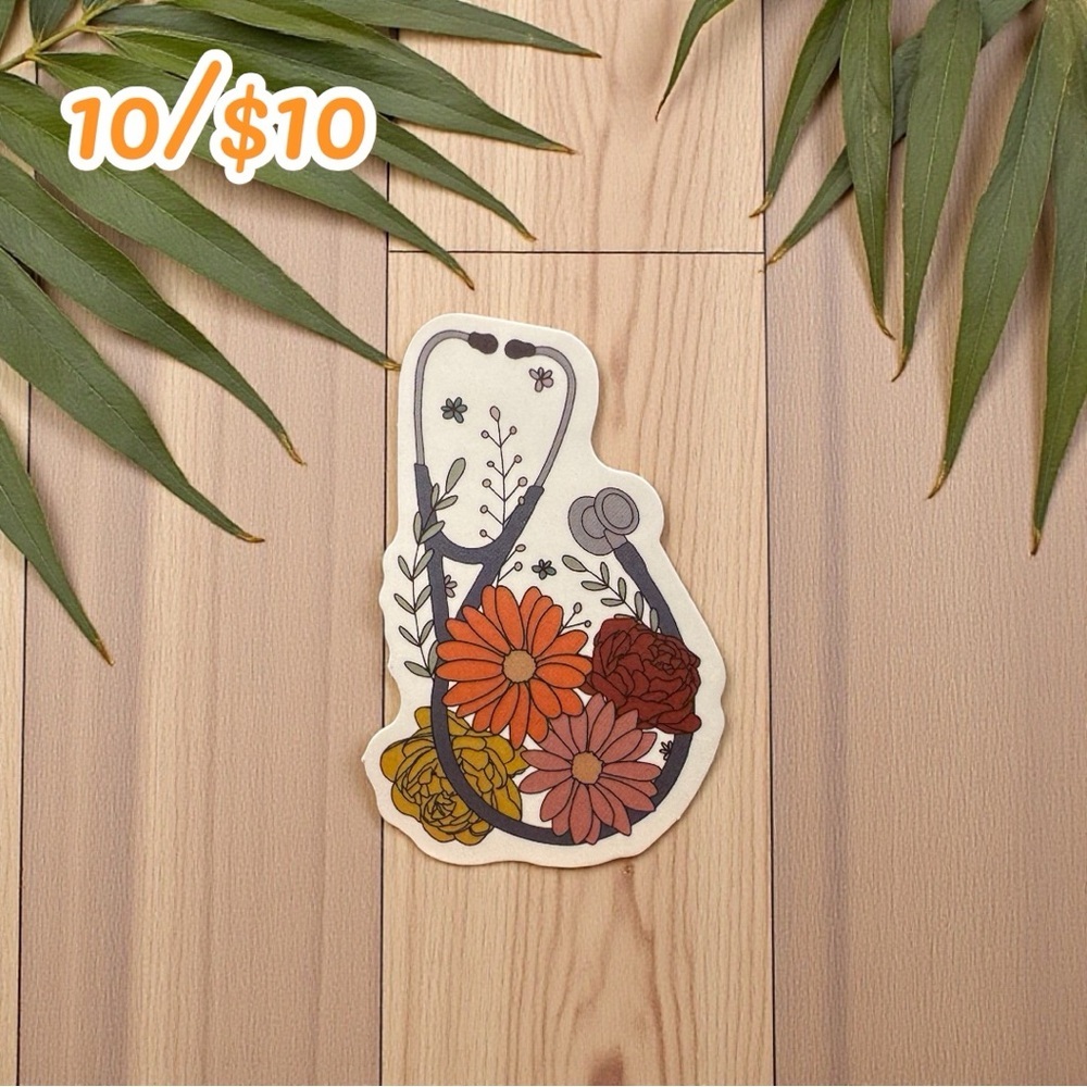 Medical Floral Stethoscope Sticker – Matte Finish | 2.5”